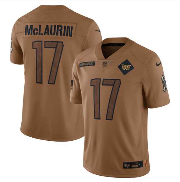 Mens Washington Commanders #17 Terry McLaurin 2023 Brown Salute To Service Limited Football Stitched Jersey Dyin->washington commanders->NFL Jersey